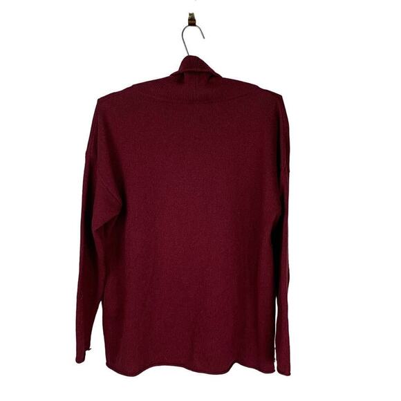 Eileen Fisher Oxblood Oversized Cotton Cashmere Cowel Neck Sweater - Size XXS - Picture 2 of 8